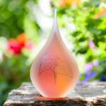 GU2017 | Urne moyenne en verre rose et jaune personnalisée