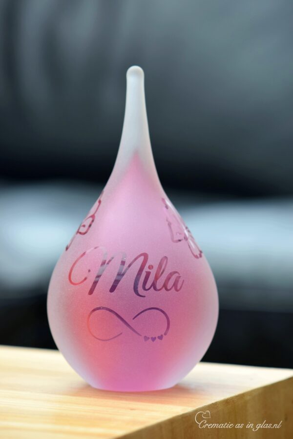 GU2011 | Urne aus rosa und blauem Glas personalisiert – Bild 3