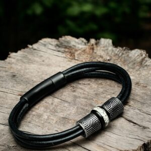 HSLA3027 | Cremation ashes men's memorial bracelet Leather