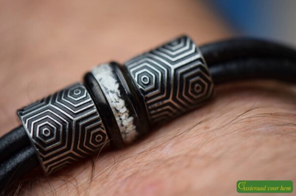 HSLA3027 | Cremation ashes men's memorial bracelet Leather - Image 4