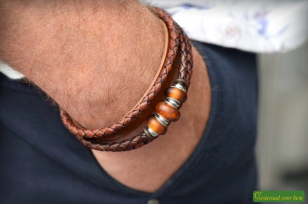 HSLA3029 | Cremation ashes men's memorial bracelet Leather - Image 3