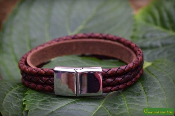 HSLA3029 | Cremation ashes men's memorial bracelet Leather - Image 5