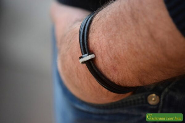 HSLA3030 | Cremation ashes men's memorial bracelet Leather - Image 5