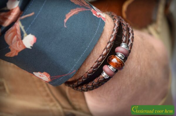 HSLA3035 | Crematie as heren gedenk armband Leder - Afbeelding 2