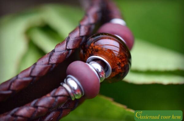 HSLA3035 | Crematie as heren gedenk armband Leder - Afbeelding 5