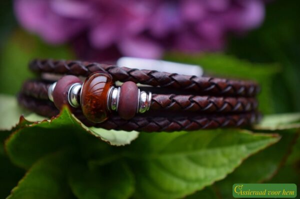 HSLA3035 | Crematie as heren gedenk armband Leder - Afbeelding 7