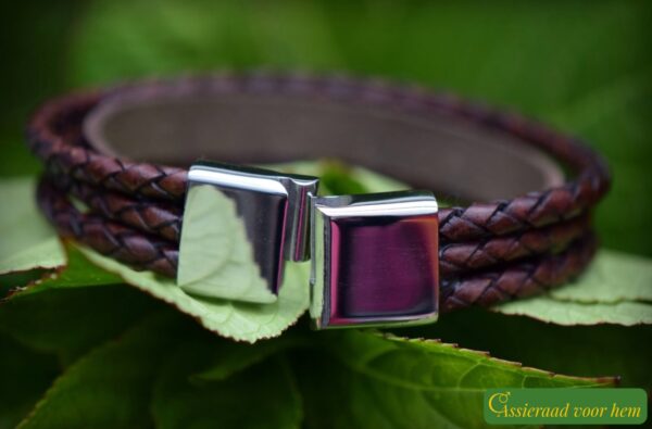 HSLA3035 | Crematie as heren gedenk armband Leder - Afbeelding 8