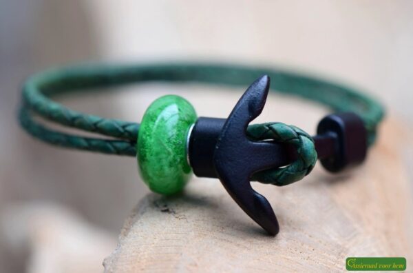 HSLA3034 | Crematie as heren gedenk armband Leder