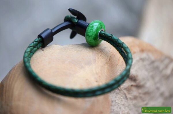 HSLA3034 | Crematie as heren gedenk armband Leder - Afbeelding 3