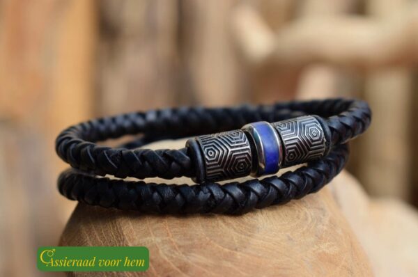 HSLA3023 | Crematie as heren gedenk armband Leder