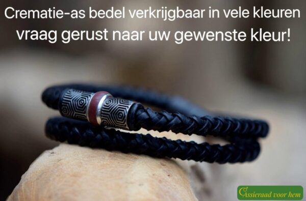 HSLA3023 | Crematie as heren gedenk armband Leder - Imagen 2