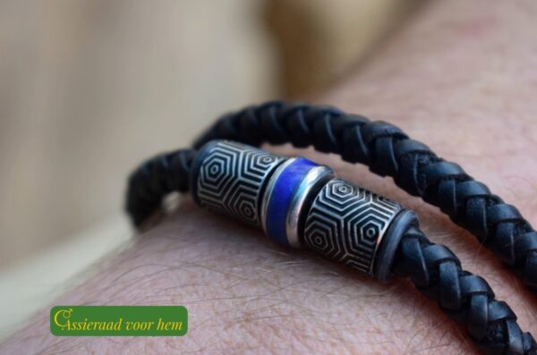 HSLA3023 | Crematie as heren gedenk armband Leder - Imagen 3
