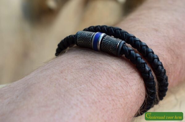 HSLA3023 | Crematie as heren gedenk armband Leder - Imagen 4
