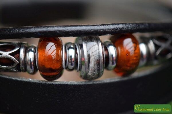 HSLA3028 | Lock of hair men's memorial bracelet Leather - Image 2