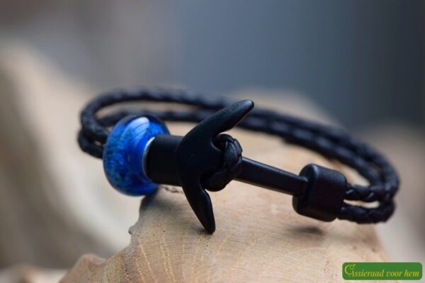 HSLA3031 | Crematie as heren gedenk armband Leder