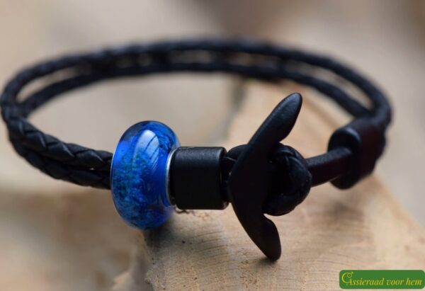 HSLA3031 | Crematie as heren gedenk armband Leder - Afbeelding 2