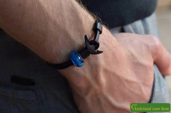 HSLA3031 | Crematie as heren gedenk armband Leder - Afbeelding 3