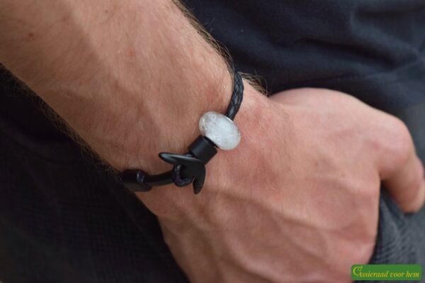 HSLA3024 | Cremation ashes men's memorial bracelet Leather - Image 2