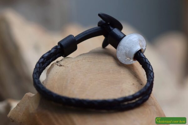 HSLA3024 | Cremation ashes men's memorial bracelet Leather - Image 4