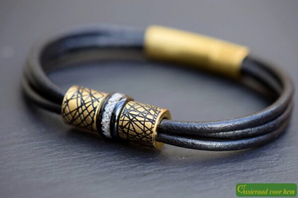 HSLA3033 | Crematie as heren gedenk armband Leder