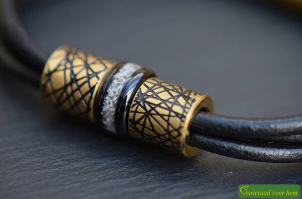 HSLA3033 | Crematie as heren gedenk armband Leder - Afbeelding 3