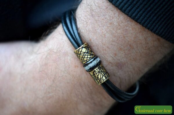 HSLA3033 | Crematie as heren gedenk armband Leder - Afbeelding 4