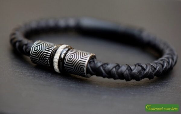 HSLA3025 | Cremation ashes men's memorial bracelet Leather