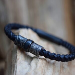 HSLA3026 | Cremation ashes men's memorial bracelet Leather