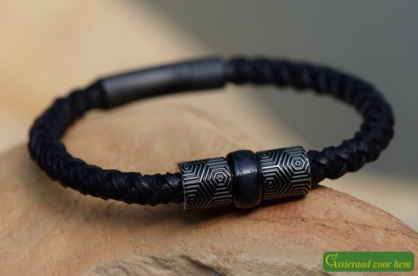 HSLA3026 | Cremation ashes men's memorial bracelet Leather - Image 2
