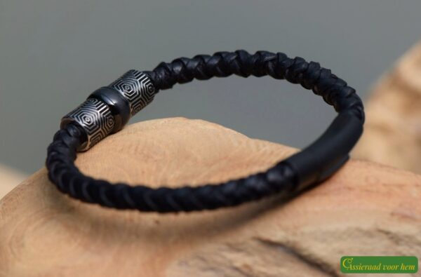HSLA3026 | Cremation ashes men's memorial bracelet Leather - Image 4
