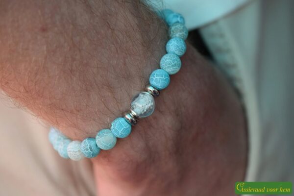 HSNA4013 | Cremation ashes men's memorial bracelet natural stone - Image 5