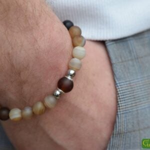 HSNA4015 | Crematie-as heren gedenk armband natuursteen