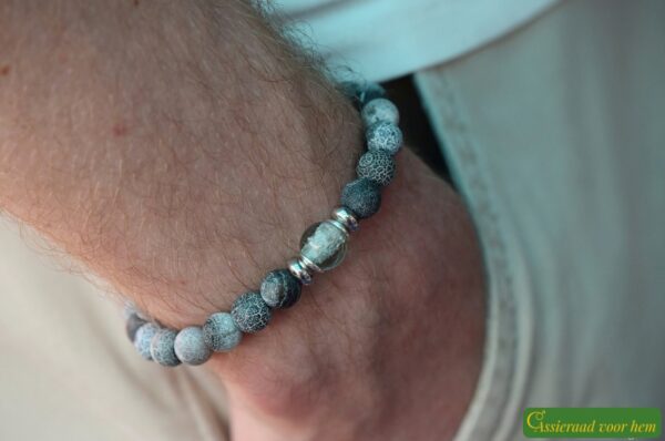 HSNA4016 | Cremation ashes men's memorial bracelet natural stone