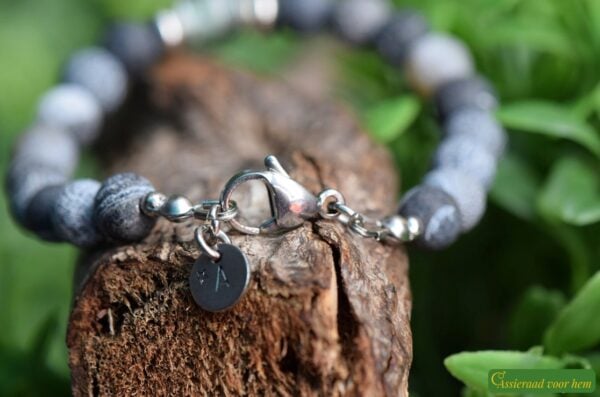 HSNA4016 | Cremation ashes men's memorial bracelet natural stone - Image 3