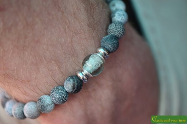 HSNA4016 | Cremation ashes men's memorial bracelet natural stone - Image 5