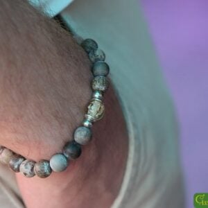 HSNA4017 | Crematie-as heren gedenk armband natuursteen