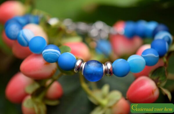 HSNA4018 | Cremation ashes men's memorial bracelet natural stone