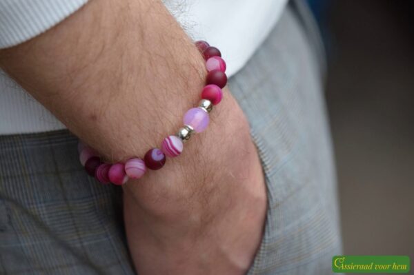 HSNA4019 | Cremation ashes men's memorial bracelet natural stone - Image 4