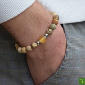 HSNA4014 | Crematie-as heren gedenk armband natuursteen