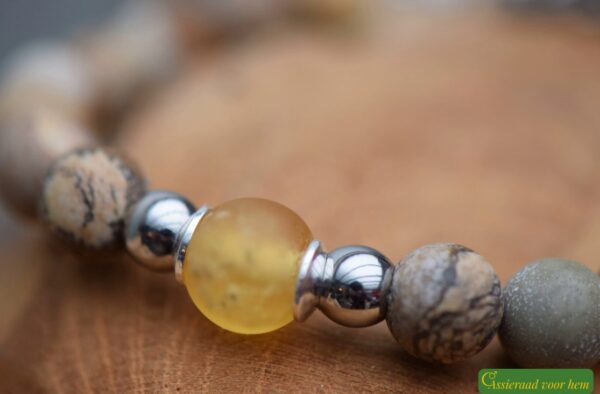 HSNA4014 | Cremation ashes men's memorial bracelet natural stone - Image 3