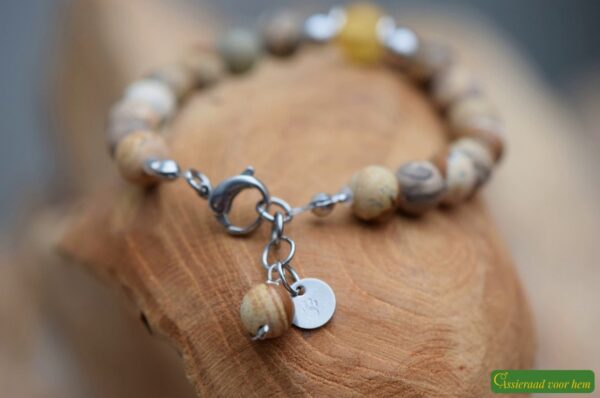 HSNA4014 | Cremation ashes men's memorial bracelet natural stone - Image 4
