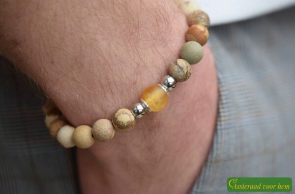 HSNA4014 | Cremation ashes men's memorial bracelet natural stone - Image 5