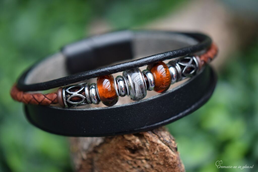 lederen heren armband met haarverwerking