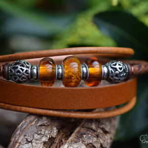 HSLA3038 | Crematie as heren gedenk armband Leder