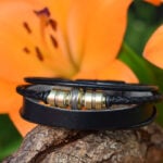 HSLA3036 | Lock of hair men's memorial bracelet Leather