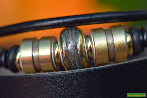 HSLA3036 | Haarlok  heren gedenk armband Leder - Afbeelding 3
