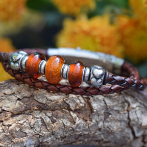 HSLA3041 | Crematie as heren gedenk armband Leder