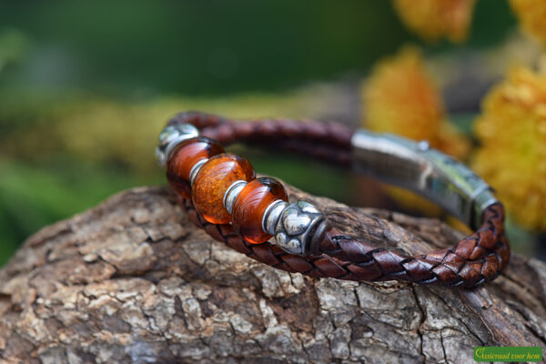 HSLA3041 | Crematie as heren gedenk armband Leder - Afbeelding 2