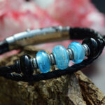 HSLA3042 | Cremation ashes men's memorial bracelet Leather