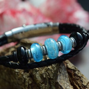 HSLA3042 | Crematie as heren gedenk armband Leder